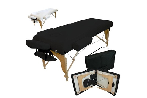 Table de massage 13 cm pliante 2 zones en bois avec panneau reiki + accesso