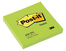 Post-it - Bloc Post-it 100f 76x76mm Vert - Lot 6