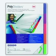 PolyDividers - A4 (210 x 297 mm) - bleu, violet, vert, orange, rose - 5 rouleau(x) couverture à reliure polypropylène