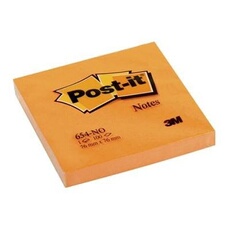 Post-it - Bloc de 100 feuilles couleurs Néon mono-couleur 76x76mm orange