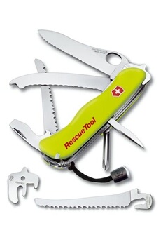 couteau victorinox couteau suisse de poche - 15 pieces - rescue tool - 0.8623.mwn - jaune fluo - etui nylon