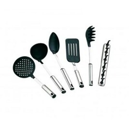 Set De 6 Ustensiles De Cuisine En Inox Avec Manche Suspendu – Louche, écumoire, Spatules – Compatible Poêles Antiadhésives