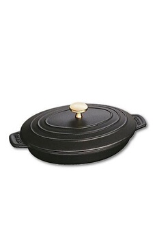 vaisselle generique staub fonte 1332325 assiette chaude ovale noir mat 23 cm