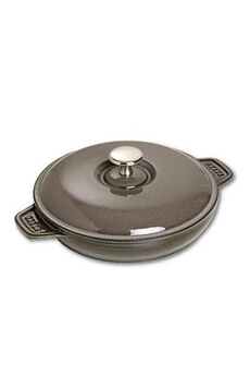 vaisselle generique staub fonte 1332018 assiette chaude ronde gris graphite 20 cm