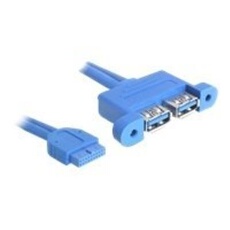 USB 3.0 Pin Header - Câble interne USB vers externe - tête 19 broches USB 3.0 (F) pour USB type A (F) - 45 cm - bleu