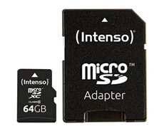 Intenso - Carte mémoire flash (adaptateur microSDXC vers SD inclus(e)) - 64 Go - Class 10 - micro SDXC