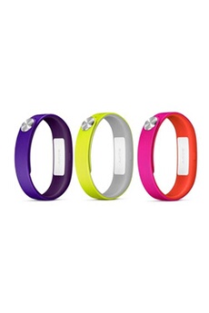 montre connectée sony pack 3 bracelets pour smartband violet fucshia et jaune (taille l)