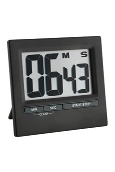 minuteur generique tfa dostmann 38.2013.01 minuteur chronomètre électronique avec grand écran en aluminium noir