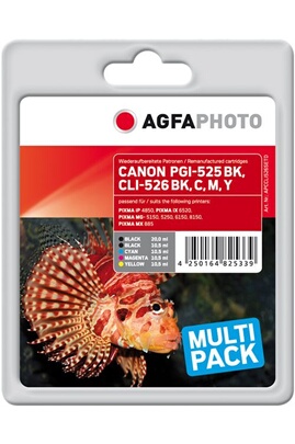 Cartouche d'encre Agfaphoto Compatible Avec Canon Cli-526 Agfa Photo  Apccli526setd Multipack Noir / Cyan / Magenta / Jaune