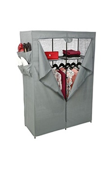 accessoire soin du linge five simply smart - armoire en tissu avec 2 penderies, 2 étagères et poches de rangement - gris anthracite