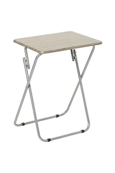 - table d'appoint pliante en bois et métal grey - l. 48 x h. 65 cm - marron