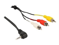 - Câble vidéo/audio - vidéo / audio composite - phono RCA x 3 mâle pour mini jack 4 pôles mâle incliné - 1.5 m - noir