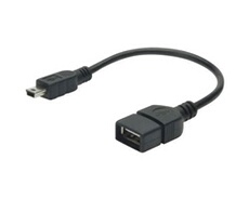 ASSMANN - Câble USB - mini USB type B (M) pour USB (F) - USB 2.0 OTG - 20 cm - moulé - noir