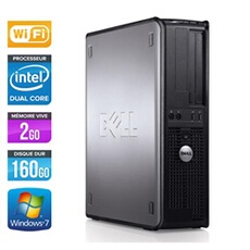 Unité centrale Optiplex 780 Desktop - Gris - Intel Core Duo E5300 / 2.60 GHz - RAM 2 Go - HDD 160 Go - DVD - Gigabit Ethernet - Wifi - Windows 7
