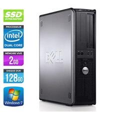 Unité centrale Optiplex 780 Desktop - Gris - Intel Core Duo E5300 / 2.60 GHz - RAM 2 Go - SSD 128 Go - DVD - Gigabit Ethernet - Windows 7