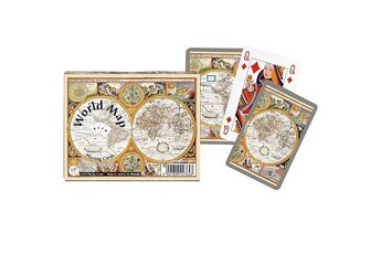 Coffret multi-jeux Piatnik Jeu de cartes : coffret de 2 x 55 cartes : carte du monde