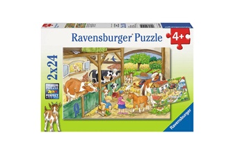 Puzzle Ravensburger Puzzle 2 x 24 pièces : une journée à la ferme
