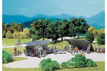 Accessoire modélisme Faller Modélisme ho : accessoires de décor : 2 râteliers à vélos avec bicyclettes