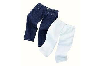 Accessoire poupée Gotz Vêtements pour poupée de 42 à 50 cm : Götz Boutique Lot de 2 pantalons : Jeans et blanc
