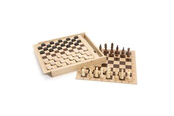 Jeu d'échecs JeuJura Jeux de dames et d'échecs : Coffret en bois