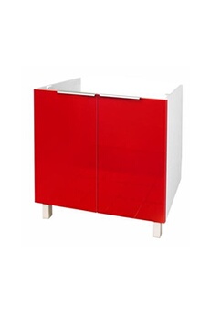 table haute generique pop meuble sous-évier 80 cm - rouge haute brillance