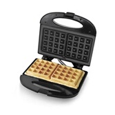 Teesa TSA3225 Gaufrier Belge 2 Portions – Gaufres Croustillantes Et Dorées Facilement, Plaques Anti-adhésives, Noir Élégant