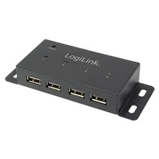LogiLink - Concentrateur (hub) - 4 x USB 2.0 - de bureau, fixation murale