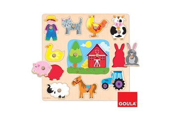 Puzzles Goula Encastrement 12 pièces en bois : Puzzle silhouettes ferme