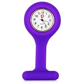 Montre Gousset D'infirmière En Silicone Bleu Ciel - Cadran Blanc Lisible, Broche Solide - Lavable, Pour Soignants