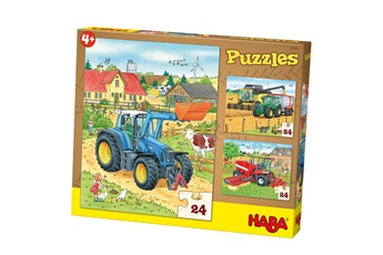 Puzzle Haba Puzzle 3 x 24 pièces : Tracteur & Cie