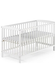 lit bébé à barreaux pin massif laqué blanc felix 60 couchage 60x120 cm - l 124 x h 80 x p 65 cm