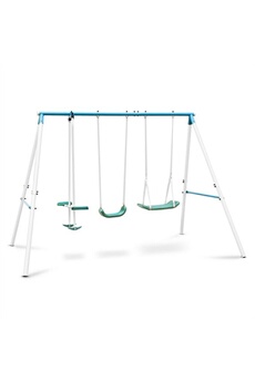Balançoire et portique multi-activités One Concept Olav Double balançoire de jardin enfant vis à vis -bleue