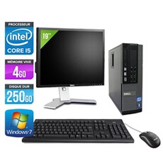 Ordinateur Optiplex 790 SFF + Ecran 19'' - Noir - Intel Core i5-2400 / 3.10 GHz - RAM 4 Go - HDD 250 Go - DVD - Gigabit Ethernet - Windows 7
