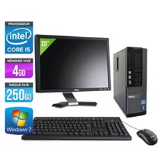Ordinateur Optiplex 790 SFF + Ecran 20'' - Noir - Intel Core i5-2400 / 3.10 GHz - RAM 4 Go - HDD 250 Go - DVD - Gigabit Ethernet - Windows 7