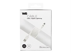 WE - Câble Lightning - Lightning mâle pour USB mâle - 1 m - blanc - plat