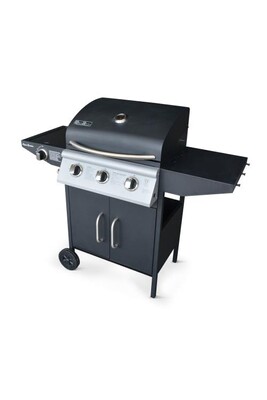 Barbecue Alice S Garden Barbecue gaz - Athos - Barbecue 4 brûleurs dont 1 feu latéral noir grilles en fonte