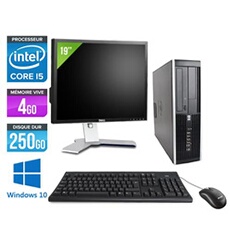 Ordinateur Elite 8100 SFF + Ecran 19'' - Noir - Intel Core i5-650 / 3.2 GHz - RAM 4 Go - HDD 250 Go - DVDRW - Gigabit Ethernet - Windows 10