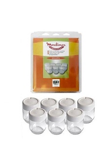 accessoires yaourtière moulinex lot de 7 pots en verre avec couvercle yaourtière a14a03 - 255111