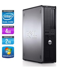 Ordinateur Optiplex 780 Desktop - Gris - Intel Core Duo E5300 / 2.60 GHz - RAM 4 Go - HDD 2 To - DVDRW - Gigabit Ethernet - Windows 7 Professionnel