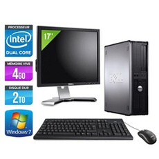 Ordinateur Optiplex 780 Desktop + Ecran 17' - Gris - Intel Core Duo E5300 / 2.60 GHz - RAM 4 Go - HDD 2 To - DVDRW - Gigabit Ethernet - Windows 7