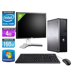 Ordinateur Optiplex 780 Desktop + Ecran 19' - Gris - Intel Core Duo E5300 / 2.60 GHz - RAM 4 Go - HDD 160 Go - DVDRW - Gigabit Ethernet - Windows 7