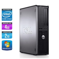 Unité centrale Optiplex 780 Desktop - Gris - Intel Core 2 Duo E7500 / 2.93 GHz - RAM 4 Go - HDD 2 To - DVD - Gigabit Ethernet - Windows 7