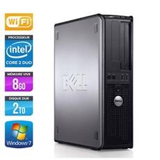 Unité centrale Optiplex 780 Desktop - Gris - Intel Core 2 Duo E7500 / 2.93 GHz - RAM 8 Go - HDD 2 To - DVD - Gigabit Ethernet - Wifi - Windows 7