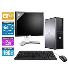 Ordinateur Optiplex 760 Desktop + Ecran 19'' - Gris - Intel Core Duo E5200 / 2.5 GHz - RAM 2 Go - HDD 160 Go - DVD - Gigabit Ethernet - Wifi -