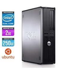 Unité centrale Optiplex 780 Desktop - Gris - Intel Core Duo E5300 / 2.60 GHz - RAM 2 Go - HDD 250 Go - DVD - Gigabit Ethernet - Linux - Ubuntu