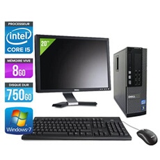 Ordinateur Optiplex 790 SFF + Ecran 20'' - Noir - Intel Core i5-2400 / 3.10 GHz - RAM 8 Go - HDD 750 Go - DVD - Gigabit Ethernet - Windows 7