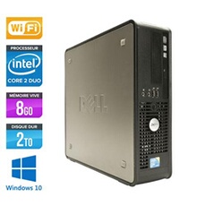 Unité centrale Optiplex 780 SFF - Gris - Intel Core 2 Duo E7500 / 2,93 / 3,16 GHz - RAM 8 Go - HDD 2 To - DVD - Gigabit Ethernet - Wifi - Windows 10