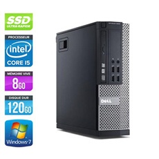 Unité centrale Optiplex 7010 SFF - Noir - Intel Core i5-3470 / 3.20 GHz - RAM 8 Go - SSD 120 Go - DVDRW - Gigabit Ethernet - Windows 7 Professionnel