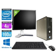 Ordinateur Optiplex 780 SFF + Ecran 19'' - Gris - Intel Core 2 Duo E7500 / 2,93 GHz - RAM 4 Go - HDD 160 Go - DVD - Gigabit Ethernet - Windows 10
