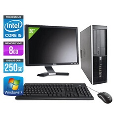 Pc de bureau Elite 8200 SFF + Ecran 20'' - Noir - Intel Core i5-2400 / 3.10 GHz - RAM 8 Go - HDD 250 Go - DVD - Gigabit Ethernet - Windows 7